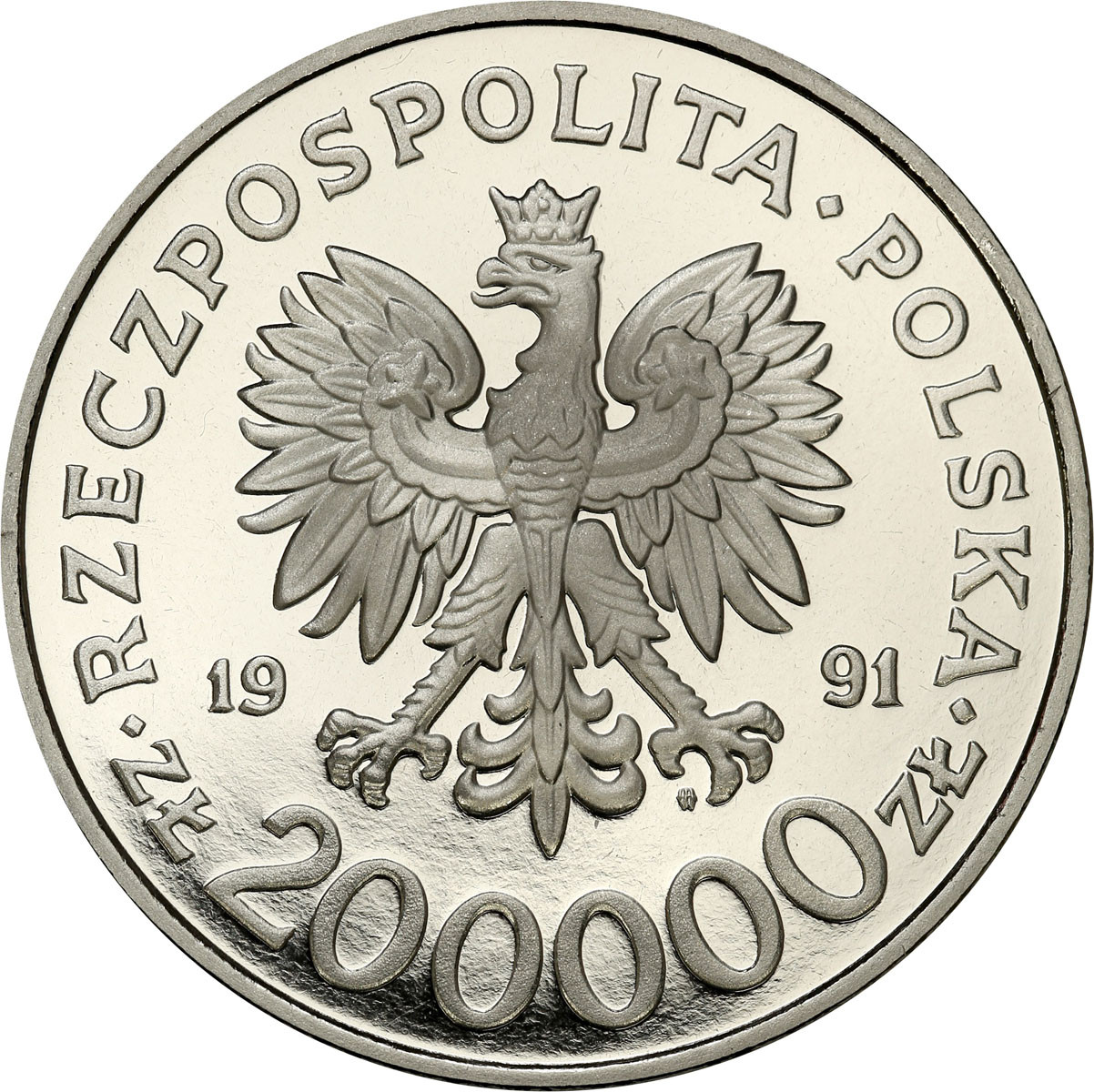 PRL. PRÓBA Nikiel 200 000 złotych 1991 – Konstytucja